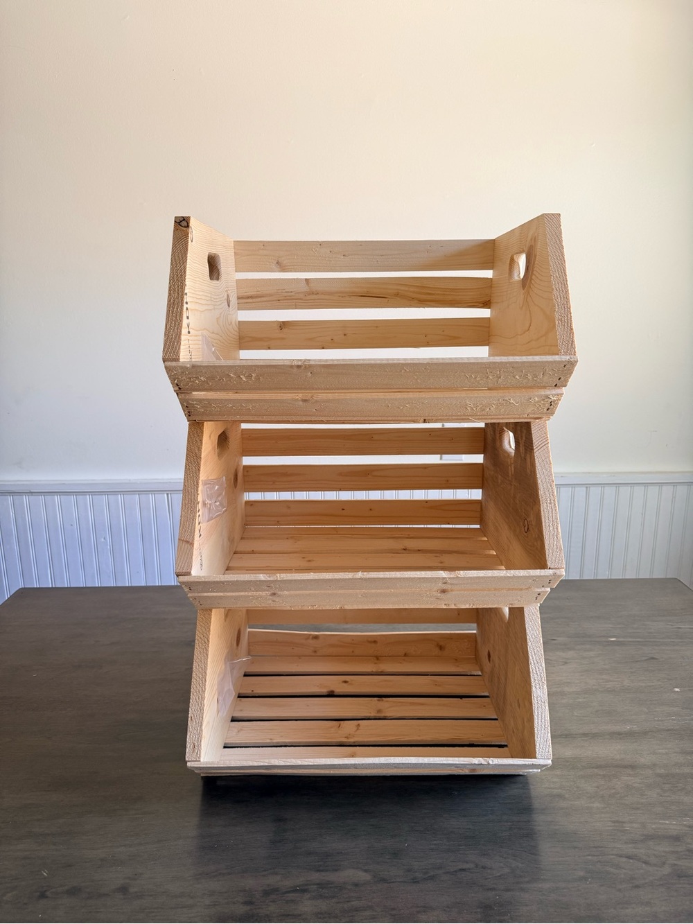Make Market Stackable Natural Wood Crate Organizer - Set of 3